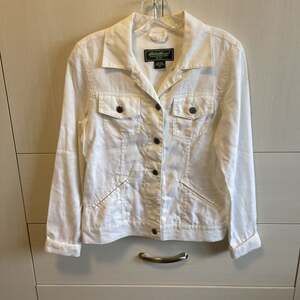 Eddie Bauer White Linen Jacket Wm Sz XS